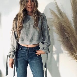 J.O.A. Gray Cropped Sweatshirt